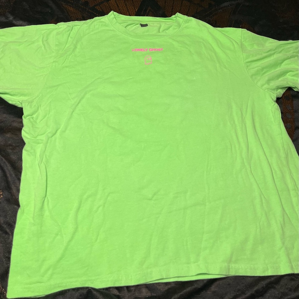 Lonely Ghost Lime Green Pink T shirt “ text me when you get home” Large Pacsun